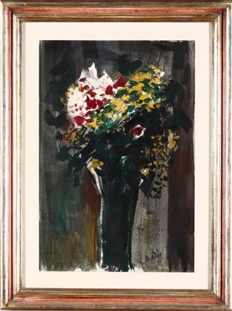 Gastone Breddo, Fiori Olio su tela, 60cm x 40cm. Autentica su foto dell'artista