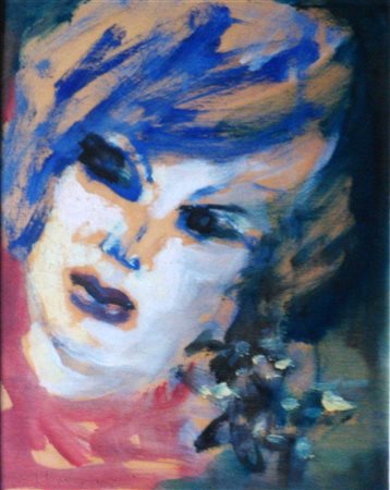Mino Maccari, Volto di donna 1969 Olio su tavola, 30cm x 24cm. Autentica...