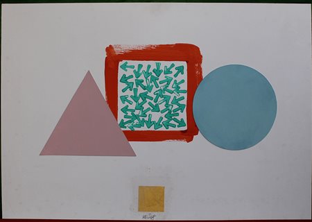 Lucio Del Pezzo, Senza titolo Tecnica mista su tela, 70cm x 100cm. Autentica...