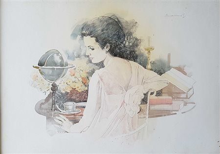 Ermanno Iaia, Riflessione Tecnica mista su carta, 50cm x 70cm. Certificato di...