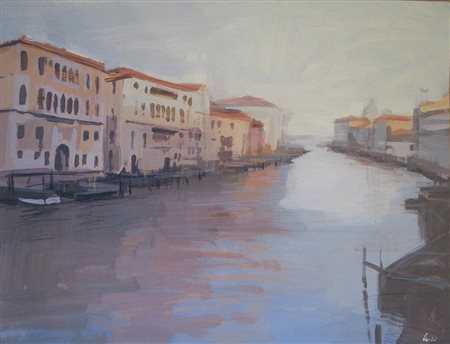 Claudio Cionini, Venezia Tecnica mista su cartone, 60cm x 80cm. Autentica su...