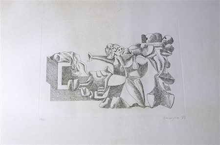 Vittorio Basaglia, Proposta per un monumento 1973 Acquaforte n.38/150, 25cm x...