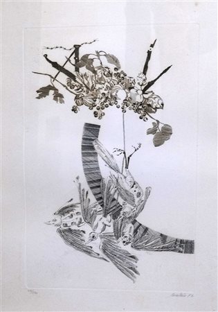 Carlo Pescatori, Tentativo di nuovo volo 1973 Acquaforte a due colori...