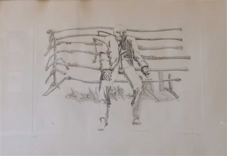Vincenzo Gaetaniello, Uomo seduto 1979 Litografia n.112/200, 50cm x 70cm....
