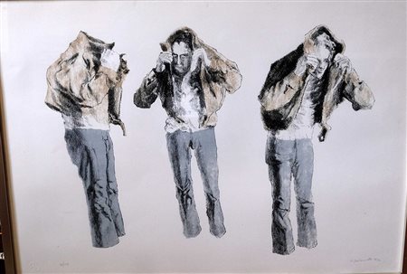 Vincenzo Gaetaniello, La cronaca 1973 Litografia n.38/150, 50cm x 70cm....