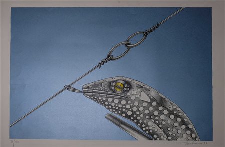 Aldo Turchiaro, Sabotaggio 1973 Litografia n.38/150, 60cm x 43cm. Firmato...