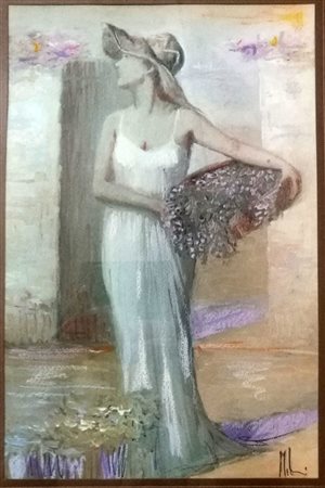 Innocenzo Melani, Figura Tecnica mista su carta, 36cm x 23cm. Firmato fronte...