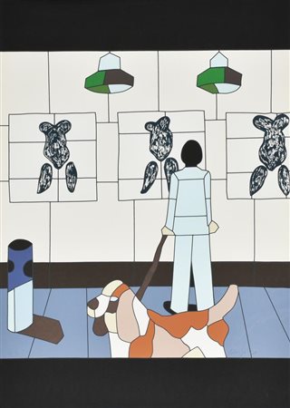 Ugo Nespolo SENZA TITOLO serigrafia su carta, cm 68,8x49,3 esemplare 106 su...