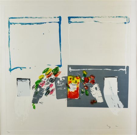 Mario Schifano SENZA TITOLO litoserigrafia, cm 70x70 esemplare 45/200 sul...