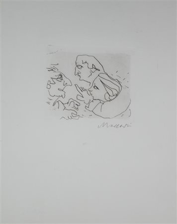 Mino Maccari FIGURE acquaforte, cm 34,5x25 firmato