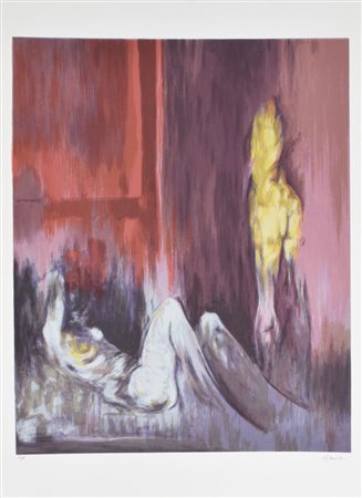 Giuseppe Ajmone SENZA TITOLO litografia su carta, cm 70x50 esemplare P.A. sul...