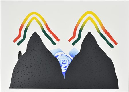 Concetto Pozzati LA ROSA BLU serigrafia su carta, cm 50x70 esemplare 64 su...