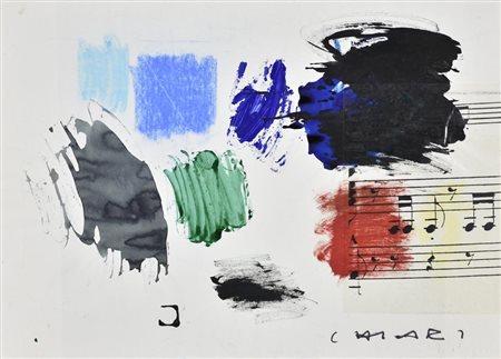 Giuseppe Chiari Senza titolo tecnica mista e collage su carta, cm 48x66 sul...