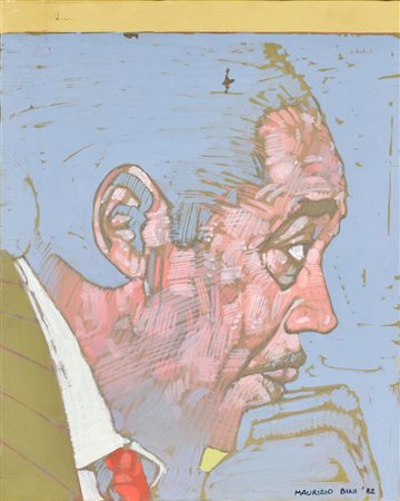 Maurizio Bini DUKE tecnica mista su tela, cm 30x24 sul fronte: fima e data...