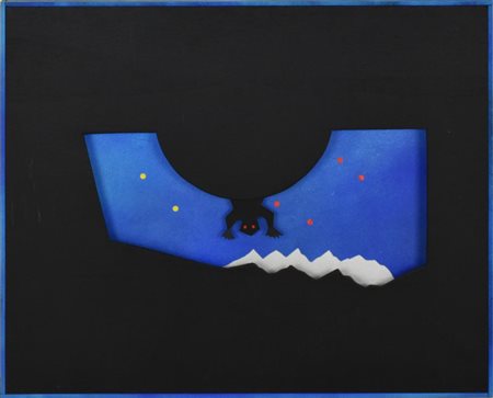 Valerio Garbiero L'ALIENO tecnica mista su compensato con meccanismo di...