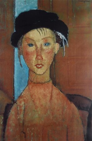 Amedeo Modigliani RITRATTO DI FANCIULLA fotoriproduzione, cm 35x24 sul...