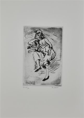 Orfeo Tamburi L'ODALISCA acquaforte su carta, cm 49x36 (lastra cm 23,5x15,5)...