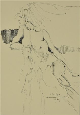 Enrico Villani NUDO SEDUTO litografia su carta, cm 35x25 esemplare 57 di 70...