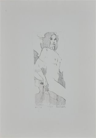 Enrico Villani NUDO DI FIANCO acquaforte su carta, cm 47,5x32,5 (lastra cm...