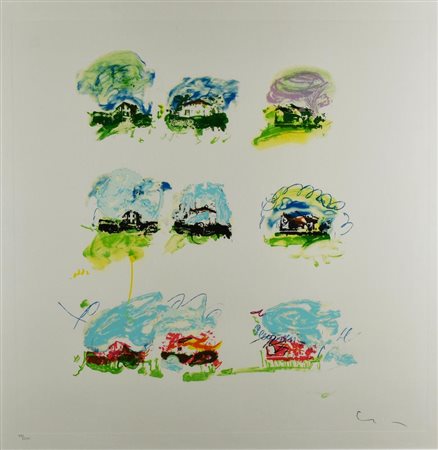 Mario Schifano SENZA TITOLO litoserigrafia, cm 70x70 esemplare 79/200 sul...