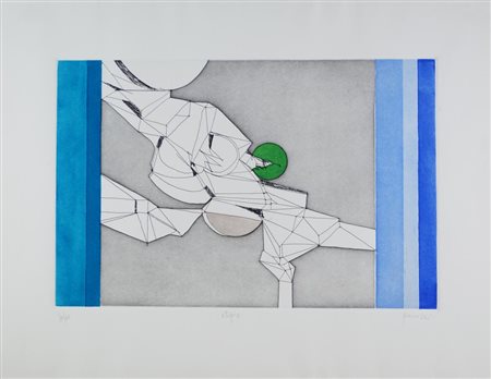 Achille Perilli ETOPIA acquaforte acquatinta, foglio cm 49x54, battuta cm...