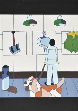 Ugo Nespolo SENZA TITOLO serigrafia su carta, cm 69x49 esemplare 90 su 150...