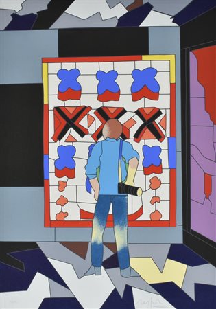 Ugo Nespolo SENZA TITOLO serigrafia su carta, cm 69,5x49 esemplare 29 su 150...