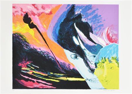 Remo Brindisi SENZA TITOLO litografia su carta, cm 50x70 esemplare P.A. sul...