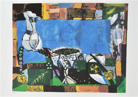 Bruno Cassinari SENZA TITOLO serigrafia su carta, cm 50x70 esemplare P.A. sul...