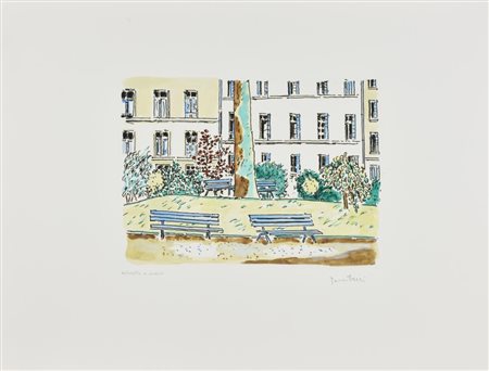 Orfeo Tamburi SENZA TITOLO incisione colorata a mano, cm 45x60 (lastra cm...