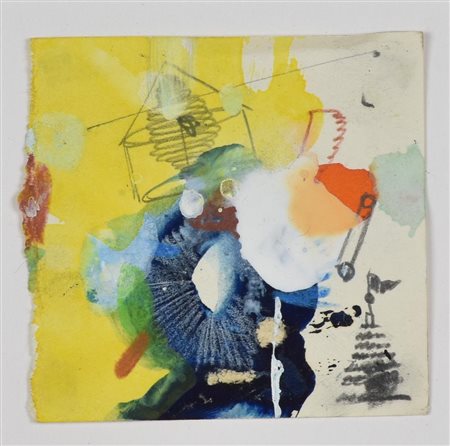 Emilio D'Elia COMPOSIZIONE tecnica mista su carta, cm 7,5x8