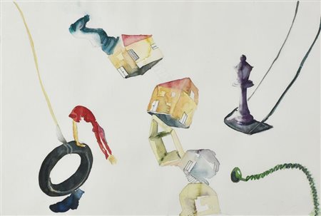 Anila Rubiku COMPOSIZIONE gouache e acquerello su cartone, cm 38x57