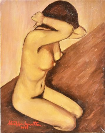 Ginetta Stroppa NUDO FEMMINILE olio su tela, cm 29,5x23,5 sul fronte: firma e...