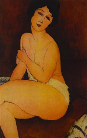 Amedo Modigliani FIGURA FEMMINILE fotoriproduzione, cm 33,5x28 sul fronte:...