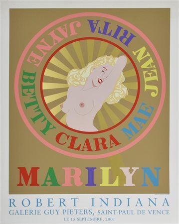 Robert Indiana MARILYN manifesto litografico su carta, cm 104x81 Manifesto...