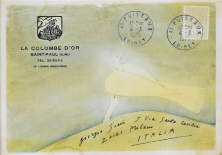 Jean Folon Folon LA COLOMBE D'OR stampa su carta, cm 12x16 Cartolina inviata...
