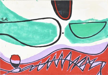 Tulli Wladimiro SENZA TITOLO tempera su carta, cm 34,5x49,5 sul fronte: firma...