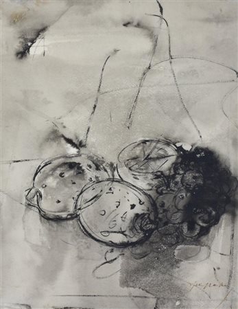 Luigi Spazzapan NATURA MORTA DI FRUTTA tecnica mista su carta, cm 39,5x30,5...