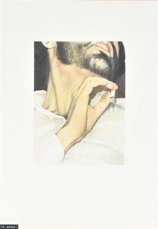 Piero Manai SENZA TITOLO pastelli su carta applicata su tavola entro teca di...