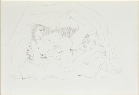 Giovanni Battista De Andreis SENZA TITOLO disegno su carta applicato su tela,...