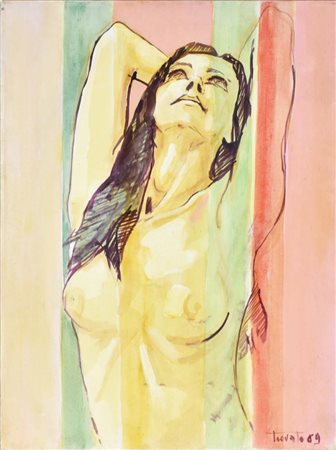 Sebastiano Trovato NUDO olio su tela, cm 79,5x60 sul fronte: firma e data...