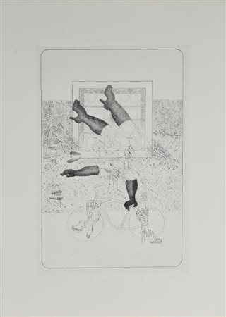 Claudio Knopfli BY-CYCLUS acquaforte su carta, cm 70x50 (lastra cm 49x32)...