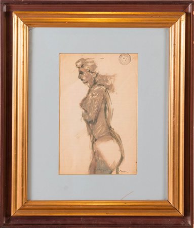 Arturo Martini (Treviso 1889 – Milano 1947), “Nudo femminile”. Acquerello su...