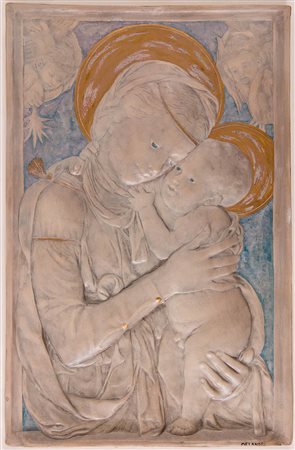 Pietro Melandri (Faenza 1885 – 1976), “Madonna con bambino”. Bassorilievo in...