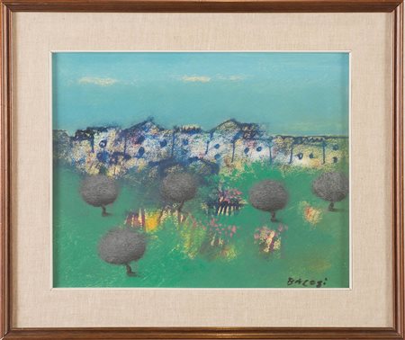 Manlio Bacosi (Perugia 1921 - 1998), “Paesaggio”. Olio su tela, firmato in...