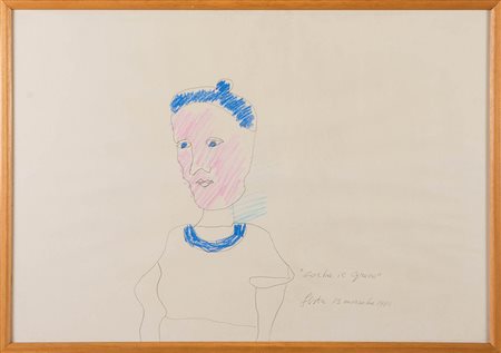 Tano Festa (Roma 1938 – 1988), “Zorba il Greco”. Tecnica mista su carta,...