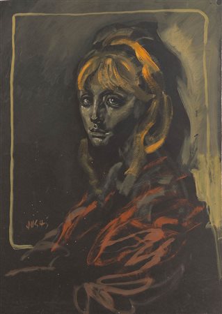 Alberto Sughi (Cesena 1928 - Bologna 2012), “Figura femminile”. Olio e...