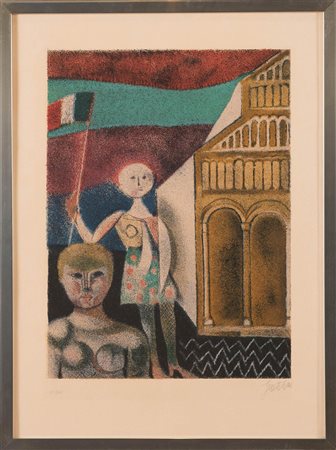 Franco Gentilini (Faenza 1909 – Roma 1981), “Cattedrale”. Litografia a colori...