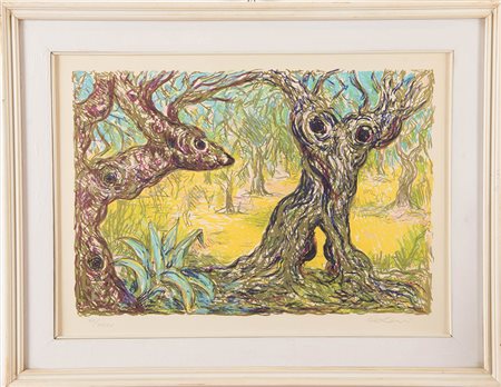 Carlo Levi (Torino 1902 – Roma 1975), “Bosco”. Litografia a colori su carta,...