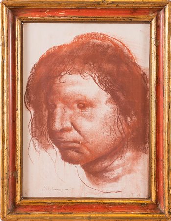 Pietro Annigoni (Milano 1910 - Firenze 1988), “Testa”. Sanguigna su carta...
